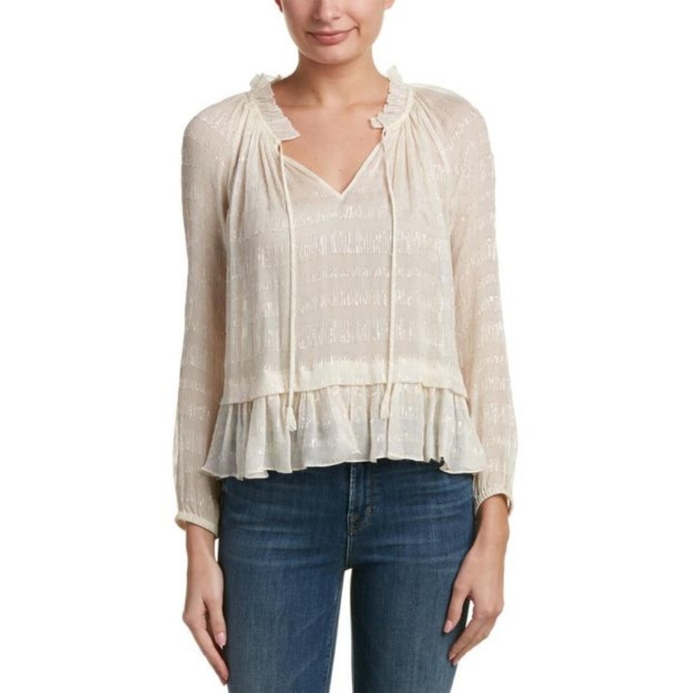 Rebecca Taylor Silk Lurex Romantic Shimmer Blouse